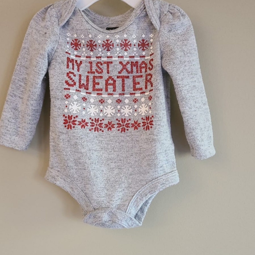 My 1st xmas sweater grey long sleeved onesie